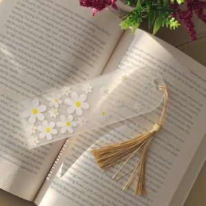 Marcador de acrílico Daisy, marcador de plástico estético, presentes para amantes de livros, marcador de flores, marcador de primavera, presente para amantes de livros, presente literário