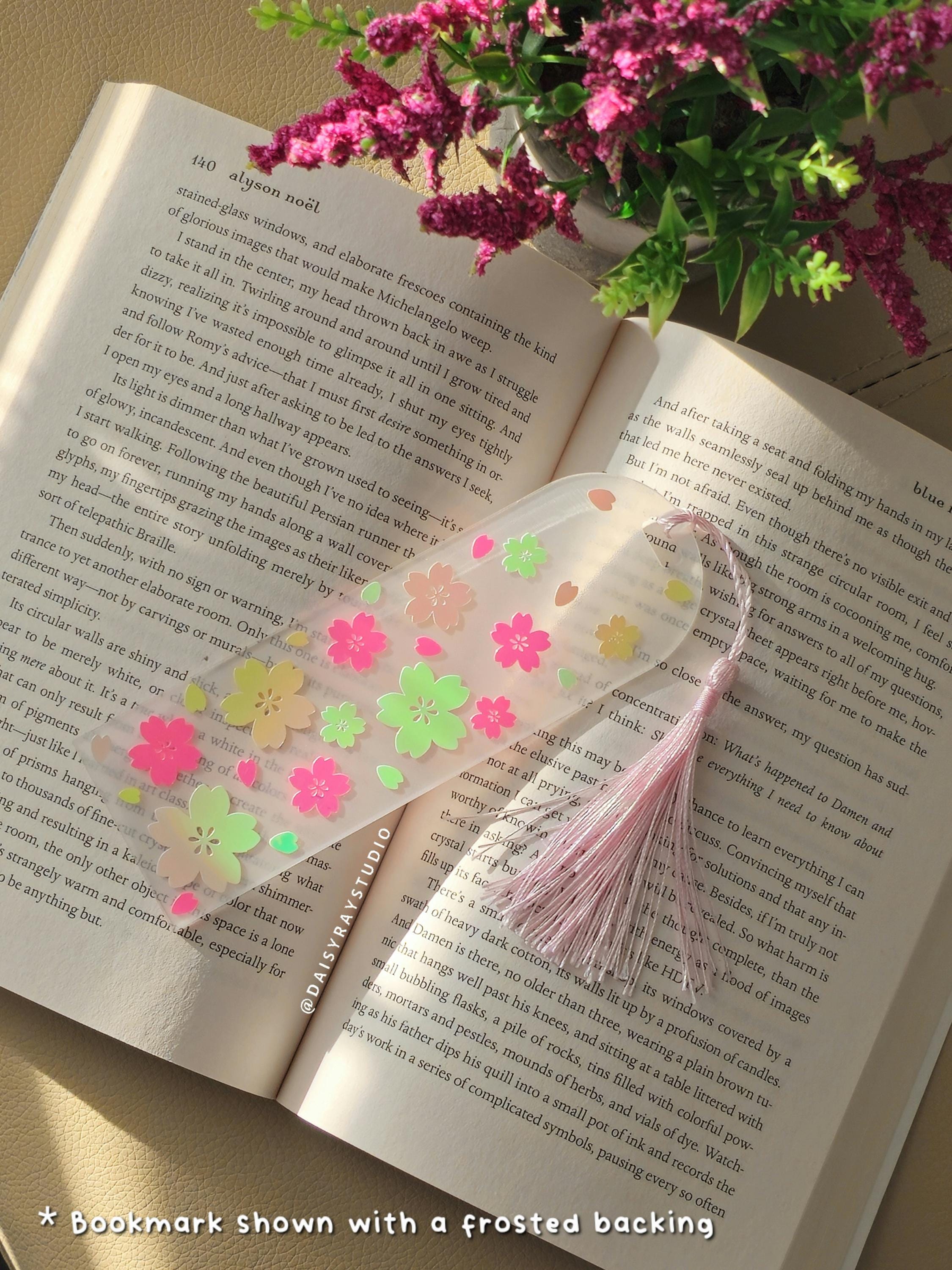 Sakura acrylic bookmark, spring aesthetic bookmark, gifts for book lover, flower, spring, book lover gift, bookish gift, frosted, iridescent