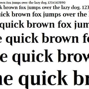 May include: A close-up of the text "The quick brown fox jumps over the lazy dog." repeated multiple times in a bold, black font.