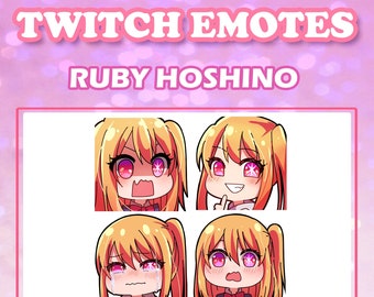Cute anime girl Ruby Hoshino Idol emotes Oshino ko digital sticker pack for Youtube, Twitch and Discord