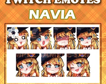 Cute Chibi Navia from Fontaine emote digital sticker by Hoyoverse from Genshin Impact game for Twitch Youtube and Discord streaming