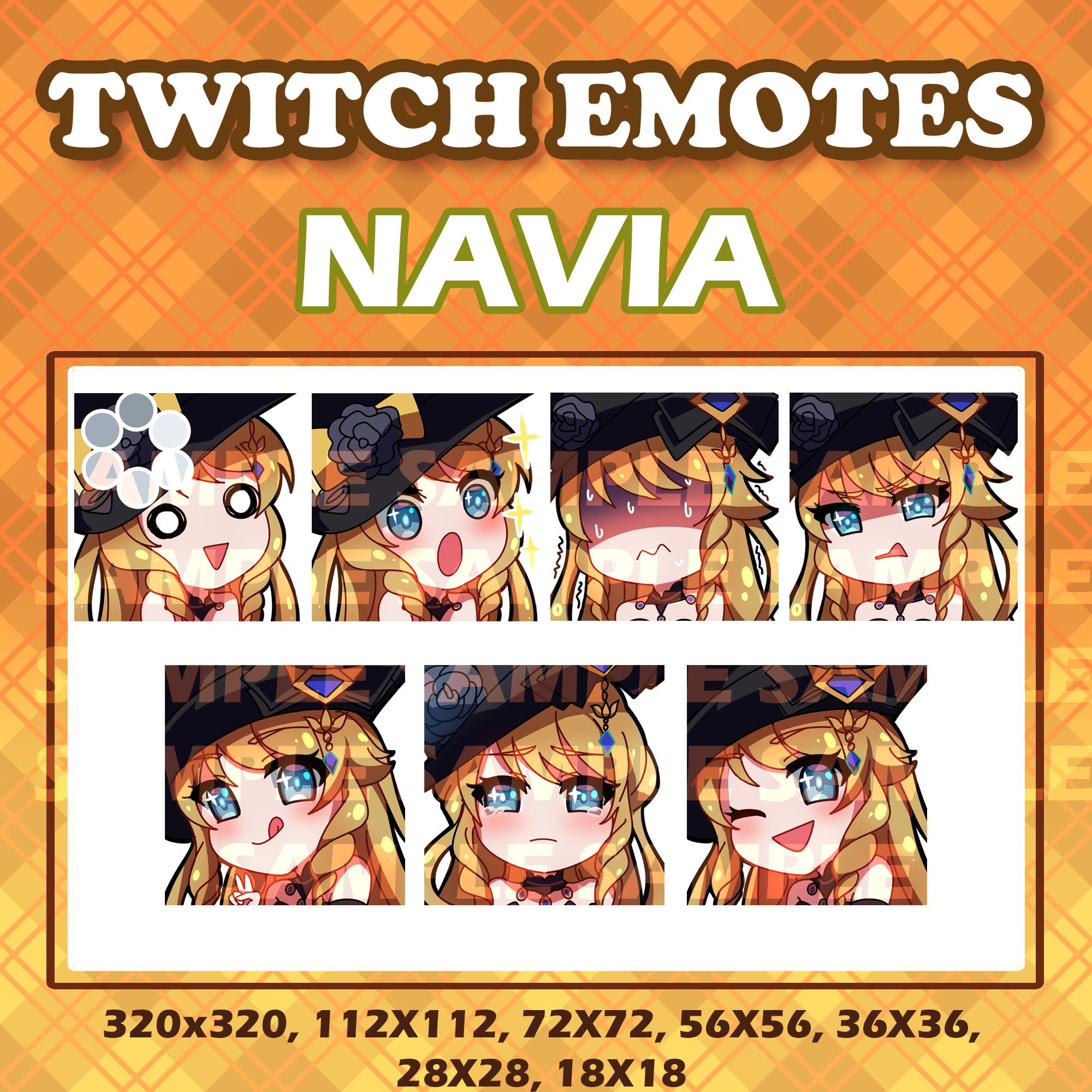 Cute Chibi Navia from Fontaine emote digital sticker by Hoyoverse from Genshin Impact game for Twitch Youtube and Discord streaming