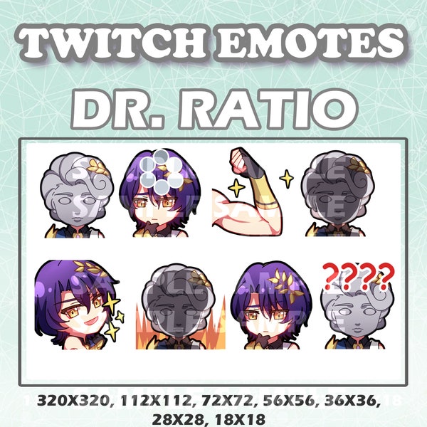 Cute Chibi Anime game guy Dr. Ratio from Honkai Star Rail Hoyoverse Game Emote Digital sticker for Youtube, Discord and Twitch