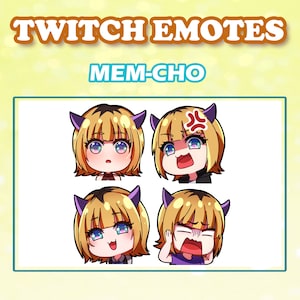 Cute chibi idol Mem-cho Mem emotes from Oshi no Ko digital sticker for Twitch Youtube and Discord