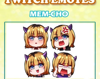 Cute chibi idol Mem-cho Mem emotes from Oshi no Ko digital sticker for Twitch Youtube and Discord