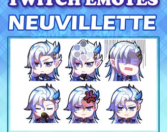 Cute Chibi Genshin Impact Fontaine Neuvillette Emotes Digital Sticker by Hoyoverse for Twitch, Streaming, youtube and Discord