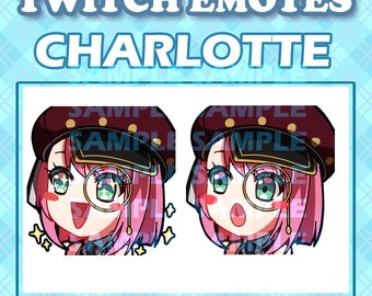 Cute Chibi Charlotte Cryo from Fontaine emote digital sticker by Hoyoverse from Genshin Impact game for Twitch Youtube and Discord streaming