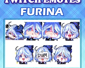 Cute Chibi Focalors Furina Hydro Archon emote digital sticker by Hoyoverse from Genshin Impact game for Twitch Youtube and Discord streaming