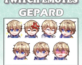 Cute Chibi Anime game guy Gepard Landau from Honkai Star Rail Hoyoverse Game Emote Digital sticker for Youtube, Discord and Twitch