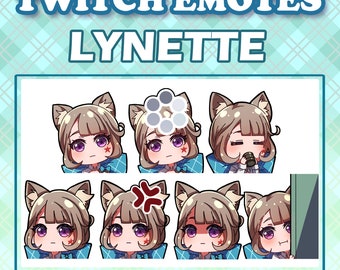 Cute Chibi Genshin Impact Anemo Lynette from Fontaine Emotes Digital Sticker for Twitch, Youtube and Discord