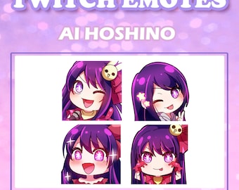 Cute chibi idol anime girl ai hoshino emote digital sticker for Twitch, Youtube, Discord