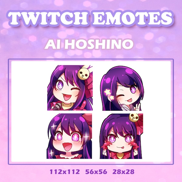 Cute chibi idol anime girl ai hoshino emote pegatina digital para Twitch, Youtube, Discord