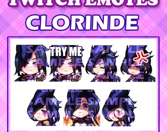 Cute Chibi Genshin Impact Fontaine Clorinde Electro Emotes Digital Sticker by Hoyoverse for Twitch, Streaming, youtube and Discord