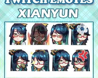 Cute Chibi XianYun Cloud Retainer emote digital sticker by Hoyoverse from Genshin Impact game for Twitch Youtube and Discord streaming