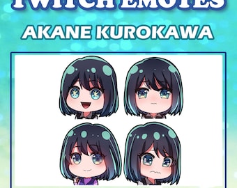 Cute chibi anime girl Akane Kurokawa from Oshi No Ko emotes digital stickers for twitch youtube and discord