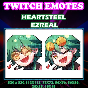 League of Legends Riot Games Heartsteel skin Ezreal cute chibi emotes digital sticker for Twitch, Youtube and Discord