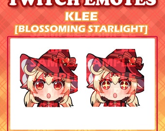 Cute Genshin Impact Game Chibi emote Klee Blossoming Starlight skin Pyro digital sticker for Twitch Youtube and Discord