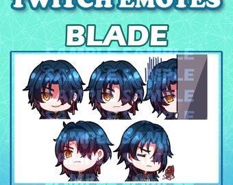 Cute Chibi Hoyoverse Honkai Star Rail Blade emotes digital sticker for Twitch youtube and Discord