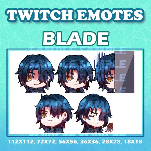 Cute Chibi Hoyoverse Honkai Star Rail Blade emotes digital sticker for Twitch youtube and Discord