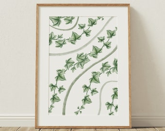 Impresión de hiedra, arte de pared botánico, arte lineal, decoración minimalista para el hogar