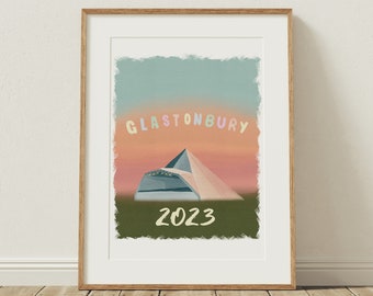 Glastonbury Festival Print, Personalised Glastonbury Wall Art, Festival Artwork