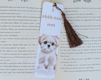 Shih-tzu Bookmark, Bookmark with Dark Brown Tassel, I Shih-tzu Not, Shih-tzu Gifts