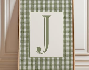 Personalized Green Letter Nursery Print: Vintage Boys Room Decor (Unframed or Digital)