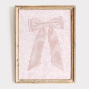 Pink Bow Print: Vintage Girly Nursery Wall Art (Unframed or Digital)