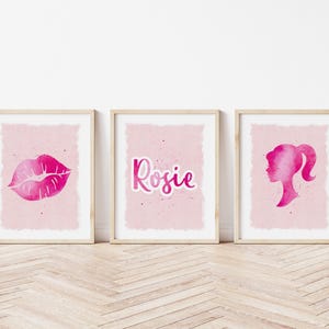 Impressions Fashionista's Dream - Lot de 3 oeuvres d'art murales roses pour décoration de chambre de fille