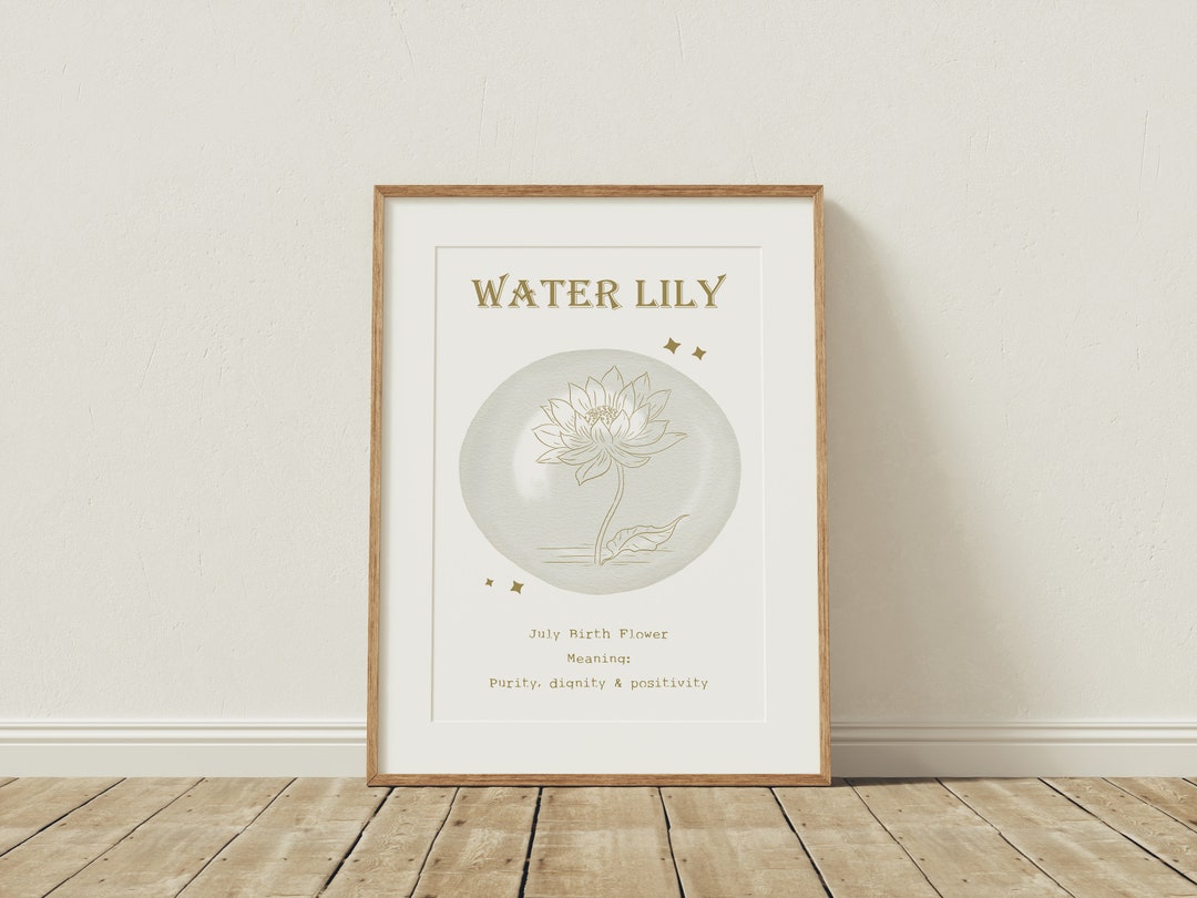 July Birth Flower Print Water Lily Birth Flower Gift July Etsy