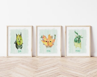 Whimsical Art Print Set: Koroks Ya Ha Ha Set of 3 Wall Prints