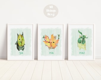 Whimsical Zelda Art Print Set: Koroks Ya Ha Ha Series of 3 Wall Prints