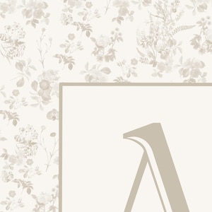 Beige Letter Print, Floral Nursery Initial Print, New Baby Gift, Vintage Nursery Wall Art immagine 8