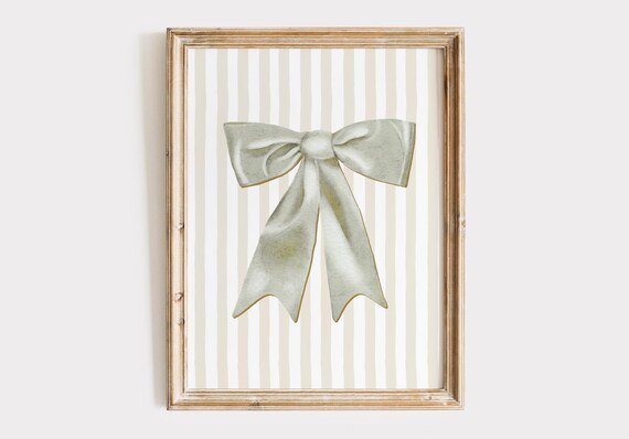 Champagne Bow Print, Love Shack Fancy/Dorm Aesthetic Decor, Vintage Girly Wall Art For Nursery, Unframed or Digital