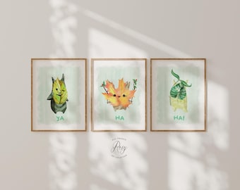 Whimsical Art Print Set: Koroks Ya Ha Ha Set of 3 Wall Prints