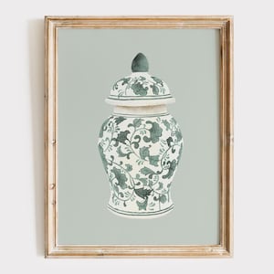 Green Vase Print, Chinese Porcelain Wall Art, Green Pottery, Home Decor