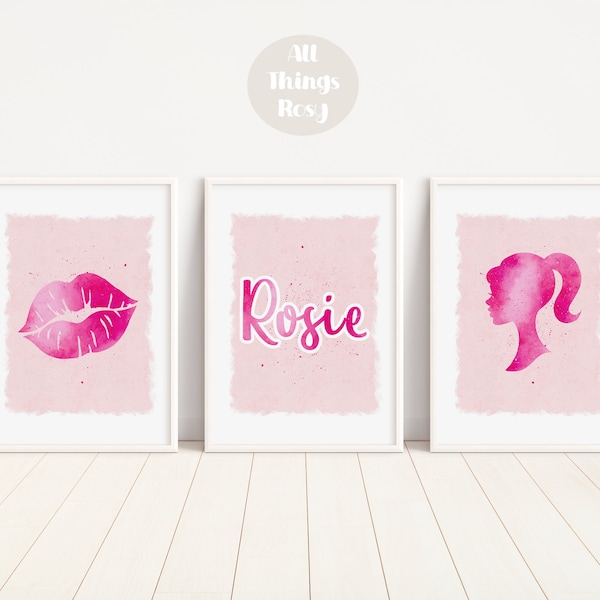 Fashionista's Dream Prints - Set of 3 Pink Wall Art for Girls' Bedroom Decoration