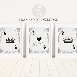 Ace of Hearts Set of 3 Prints, Trendy Retro Wall Art