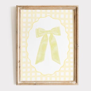 Yellow Bow Print, Bow Wall Art, Yellow Home Decor, Vintage Girly Wall Art For Nursery/Bedroom, Unframed or Digital
