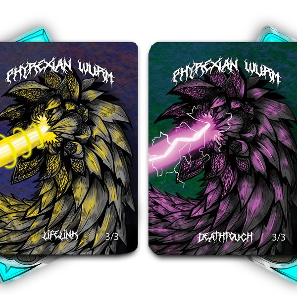 Wurmcoil Engine Token Set ( 2 of Each) Custom Phyrexian Wurm Tokens for Magic The Gathering MTG