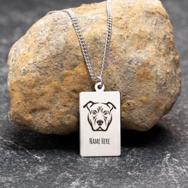 Silver Rectangle Personalized Dog Necklace, Engraved, Customized for dog, Silver Dog Tag, Engraved Pet Tag, Engraved DogTag, Custom Name Tag