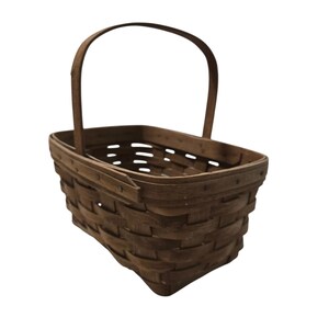 Vintage 1985 Longaberger Handwoven Medium Market Basket Signed EKS Dated, EUC
