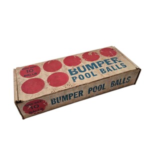 Vintage Bumper Pool Balls Set of 10 Red and White with Original Box, VGC