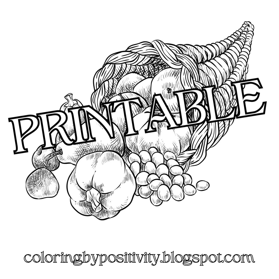 Cornucopia Fall Coloring Page. Printable Colouring Sheet. - Etsy Canada