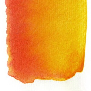 Könnte beinhalten: Ein Aquarell-Farbverlauf in Orange- und Gelbtönen, der von einem tiefen Rot zu einem leuchtenden Gelb übergeht.