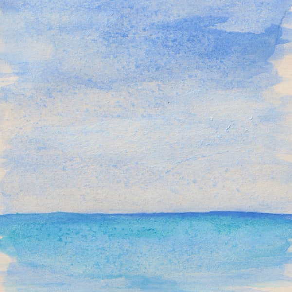 Shore of Lake Michigan Watercolor Painting (Original, 3.8" by 4.7") by Emma Brown