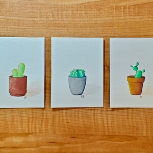 Cactus Trio Watercolor Painting (Limited Edition Prints) by Emma Brown