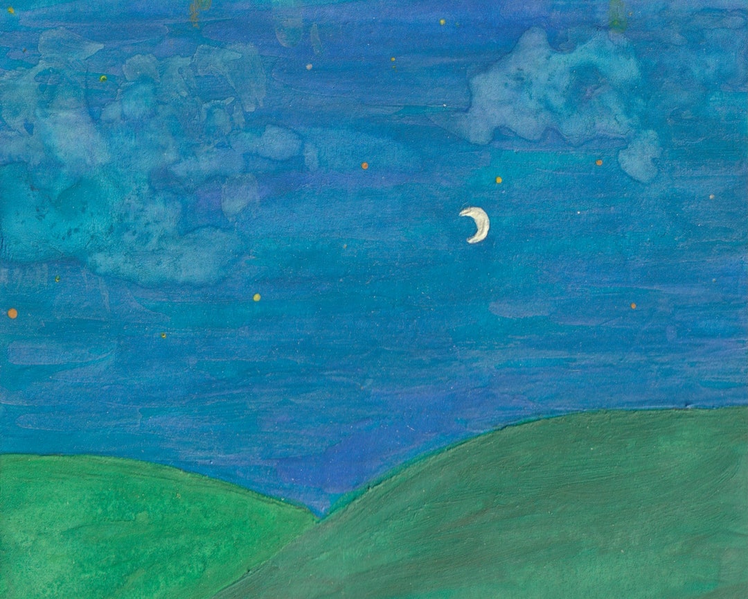 ORIGINAL Night Sky Watercolor Painting (original, 3" by 2.75") by Emma ...