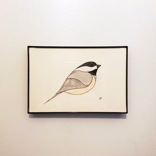 Black-capped Chickadee Watercolor Painting (Limited Edition Print) by Emma Brown