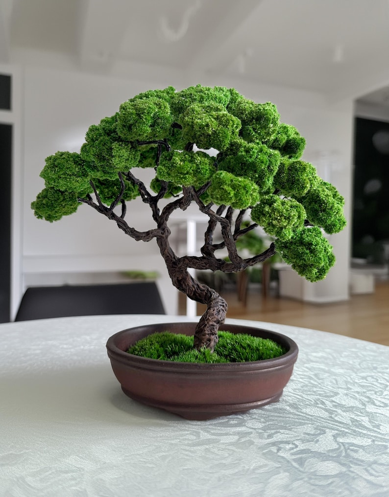 Modern Artificial Bonsai , Preserved Moss Tree, Best Gift For Mom